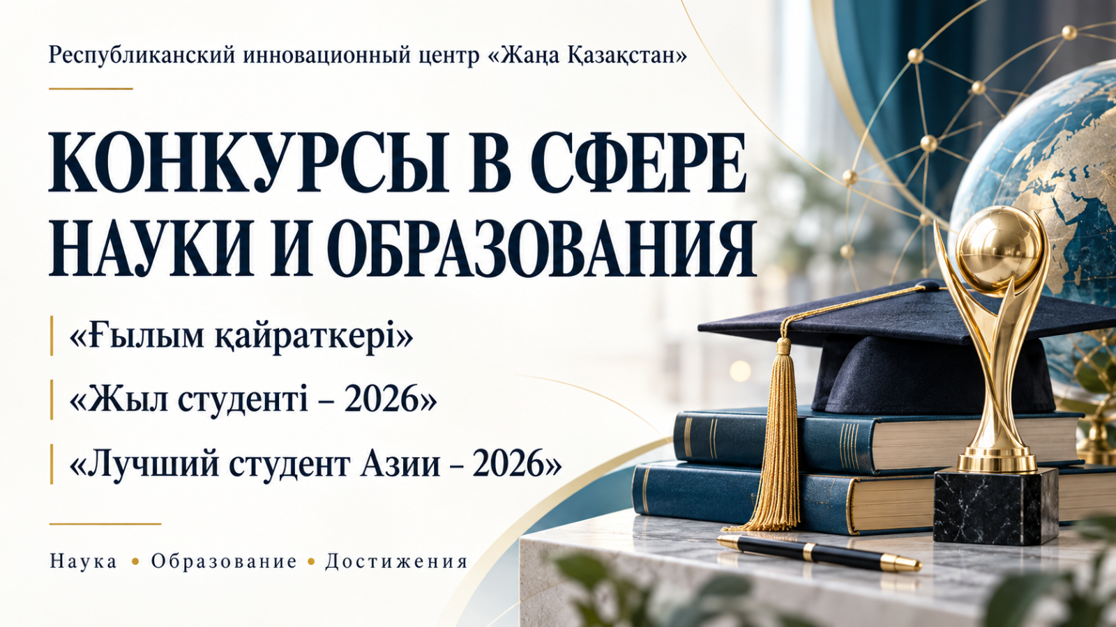 «Парасат» ұлттық білім және инновациялар орталығы мен «Жаңа Қазақстан» республикалық инновациялық орталығы «ҒЫЛЫМ ҚАЙРАТКЕРІ», «ЖЫЛ СТУДЕНТІ», «АЗИЯНЫҢ ҮЗДІК СТУДЕНТІ – 2026» республикалық байқауларын өткізеді